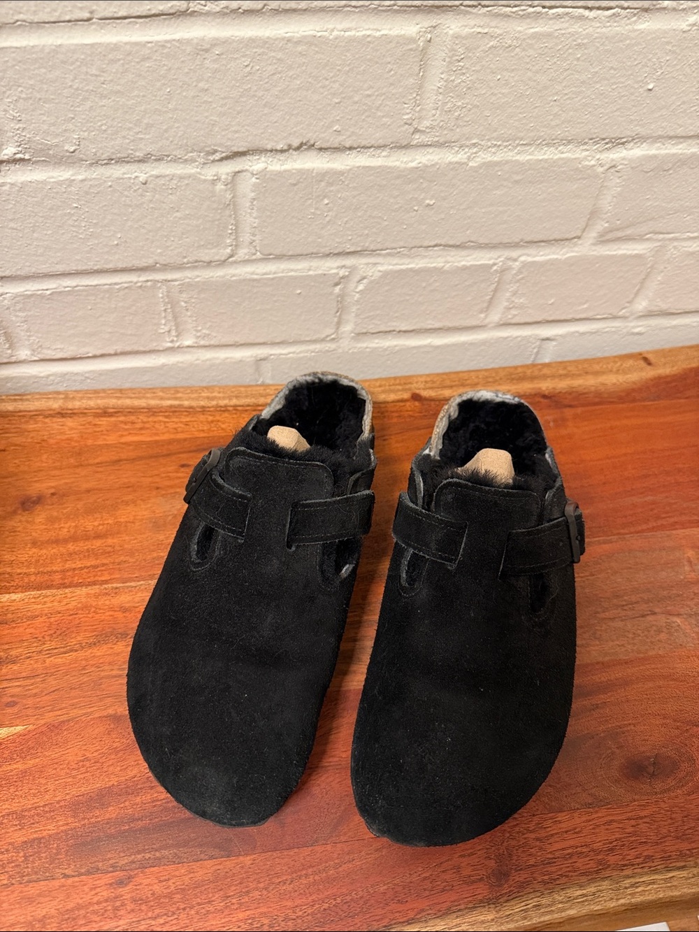 Birkenstock Black Suede Clog Mules with Buckle 39